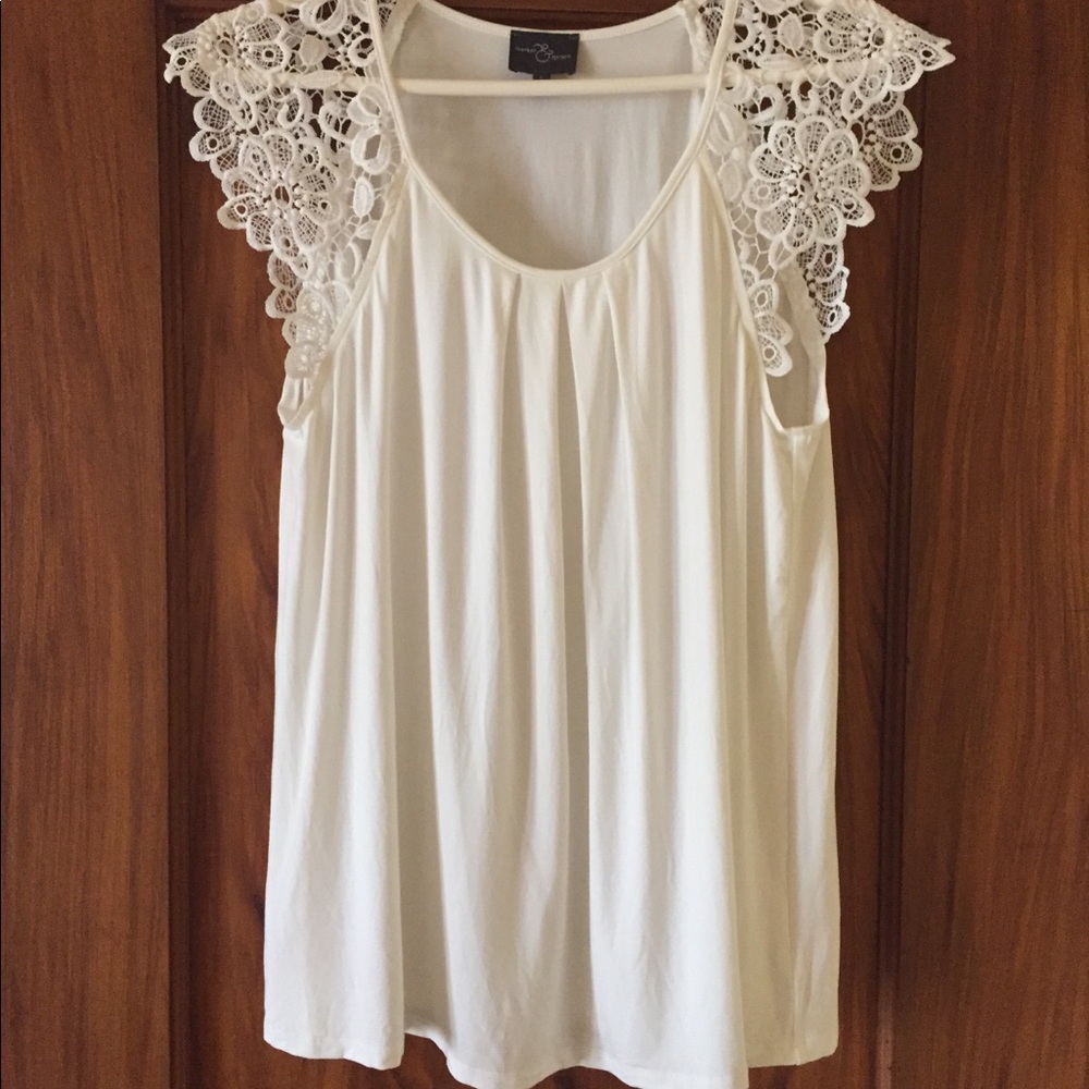 Market & Spruce - Diller Crochet Sleeve Knit Top
